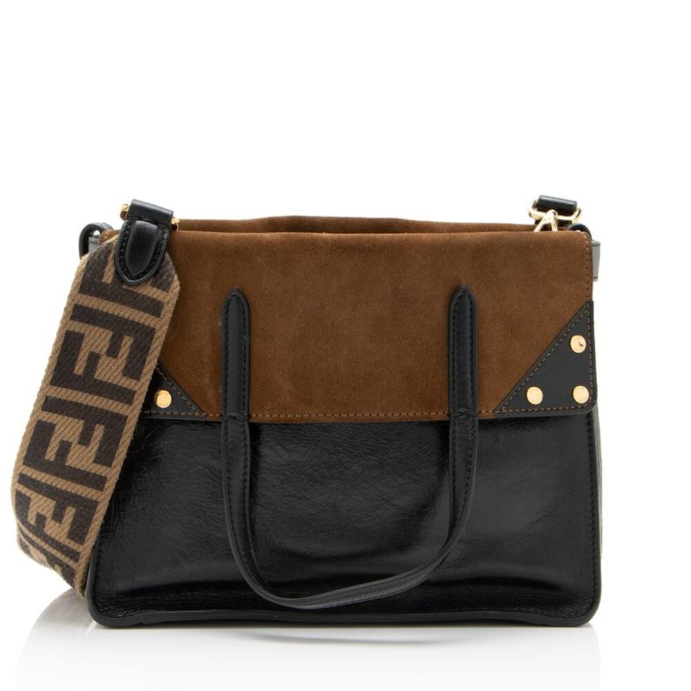 Fendi Suede Glazed Calfskin Grace Flip Tote